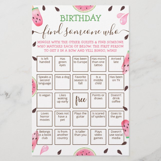Papier Modifier Trouver Quelqu'Un Qui Joue Bingo jeu (Devant)