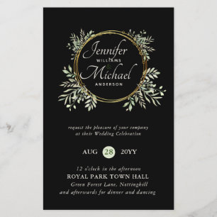 Papier MOINS CHER Faire-part de mariage Verdure Wreath BU