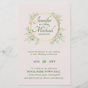 Papier MOINS CHER Faire-part de mariage Verdure Wreath BU
