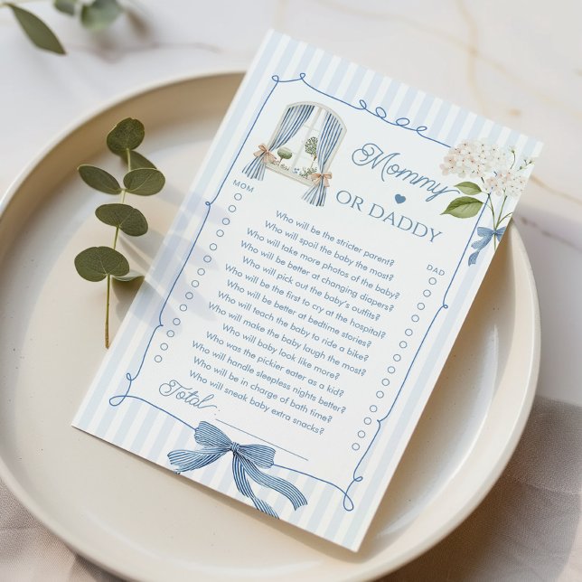 Papier Mommy or Daddy French Nursery Blue Coquette Bow (Créateur téléchargé)