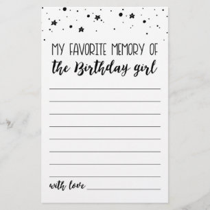 Papier Mon souvenir favori du jeu de fête de fille d'anni