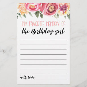 Papier Mon souvenir favori du jeu de fête de fille d'anni