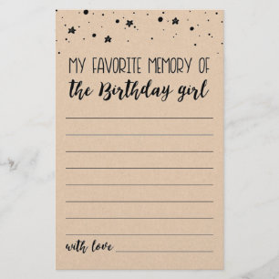 Papier Mon souvenir favori du jeu de fête de fille d'anni