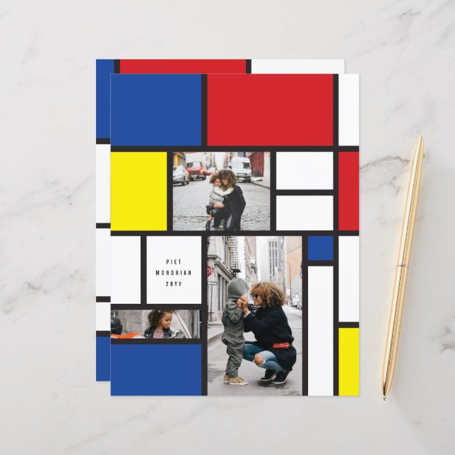 Papier Mondrialist minimalist De Stijl Geo Photo Art Mode (Devant/Arrière en situation)