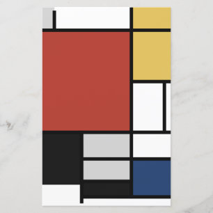 Papier Mondrian Peinture Rouge Plane Jaune Noir Gris Bleu