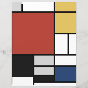 Papier Mondrian Peinture Rouge Plane Jaune Noir Gris Bleu