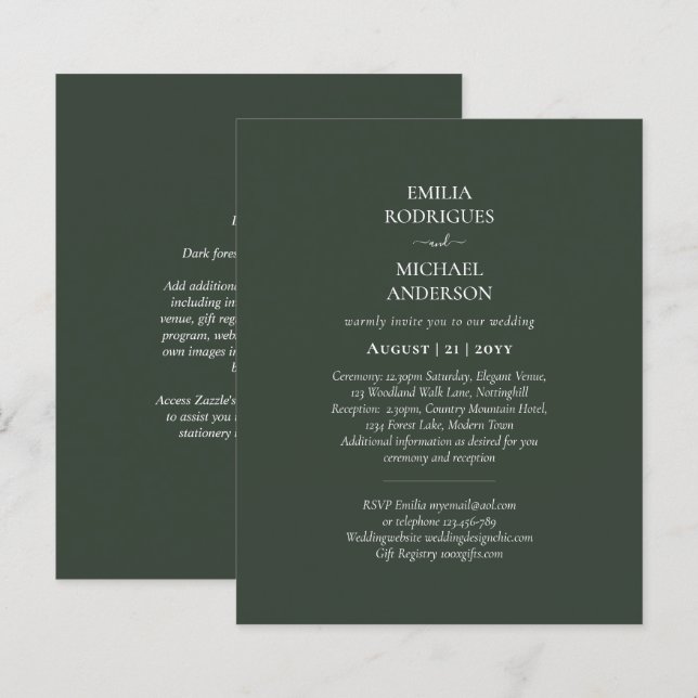 Papier Monochrome moderne tout en un Mariage budget (Devant / Derrière)