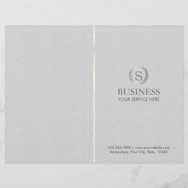 Papier Monogram Silver Laurel Wreath Gris Cuir Bi-Fold (Devant)