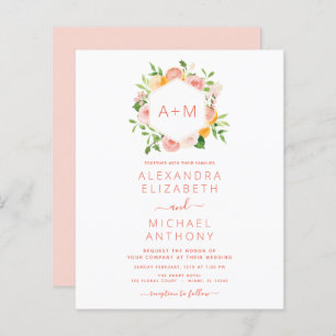 Papier Monogramme Blush Pink Citrus Floral Mariage