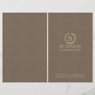 Papier Monogramme de laurier or en cuir classique double