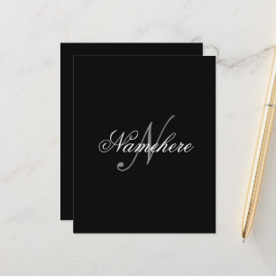 Papier Monogramme de nom noir et blanc personnalisé uniqu