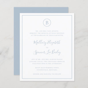 Papier Monogramme Dusty Blue Budget Faire-part de mariage
