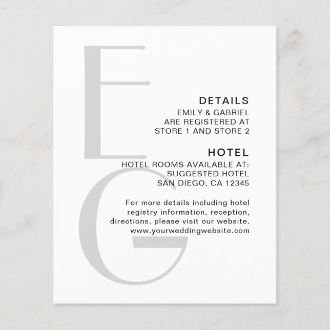 Papier Monogramme élégant. Détails mariages modernes simp (Devant)