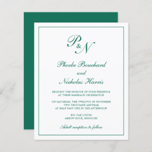 Papier Monogramme Emerald Green Budget Faire-part de mari