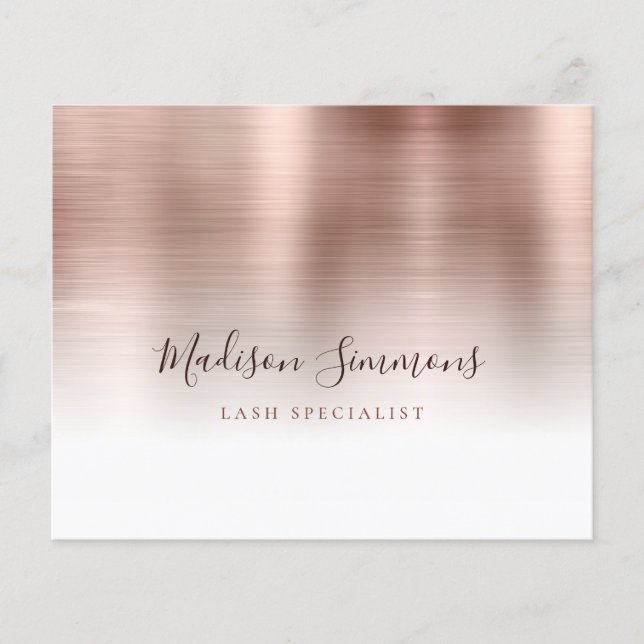 Papier Monogramme métal brossé rose or élégant Script Bu (Devant)