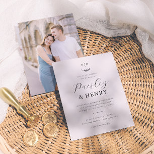 Papier Monogramme minimaliste Élégant budget Mariage phot