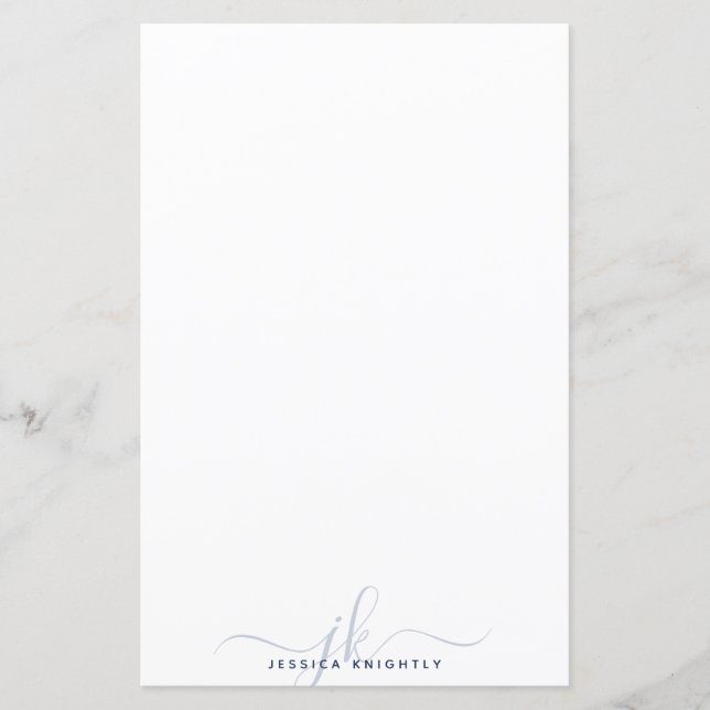 Papier Monogramme moderne élégant Initiales Marine Bleu M (Devant)