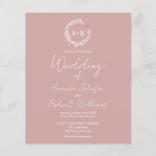 Papier Monogramme rose Invitations de mariage budgétaire