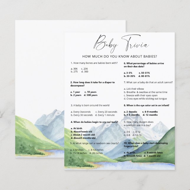 Papier Montagnes - Bébé Questions-Réponses (Devant / Derrière)