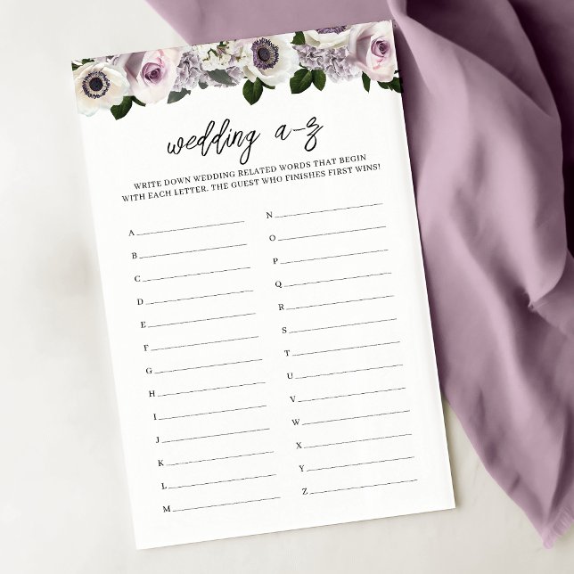 Papier Moody Anemone Violet Fête des mariées Florale A-Z  (Créateur téléchargé)