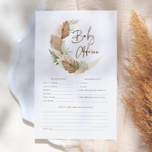 Papier Moon Palm & Pampas Baby Prediction & Conseils Jeu
