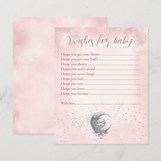 Papier Moon Rose Voeux Pour Baby Card Baby shower Jeu (Devant / Derrière)