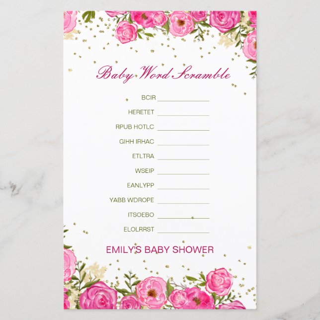 Papier Mot de bébé modifiable avec réponse (Devant)