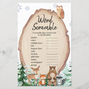 Papier Mot de ruée de forêt d'animaux d'hiver