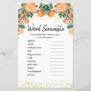 Papier Mot Début Jeu Citrus Été Orange