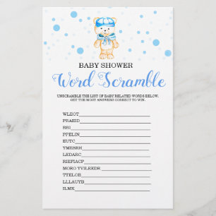 Papier Mot Scramble Blue Boy Baby shower Jeu