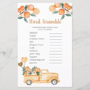 Papier Mot Scramble Jeu Citrus orange Vintage Camion