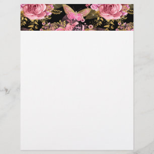Papier Motif à papillon floral rose et or