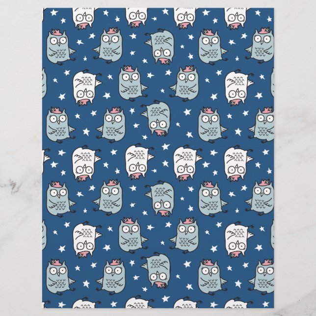 Papier 🦉 Motif de chouette  pour bébé à la main (Devant)
