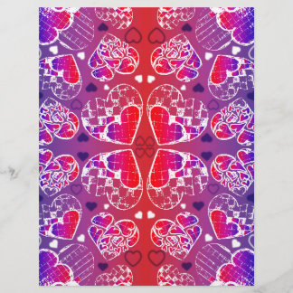 Papier Motif de coeur romantique violet et rouge Whimsica