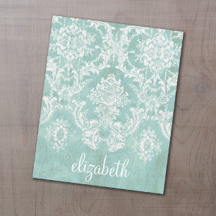 Papier Motif de Damas Vintage bleu glace avec finition gr