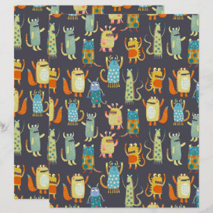 Papier Motif de monstres amusants