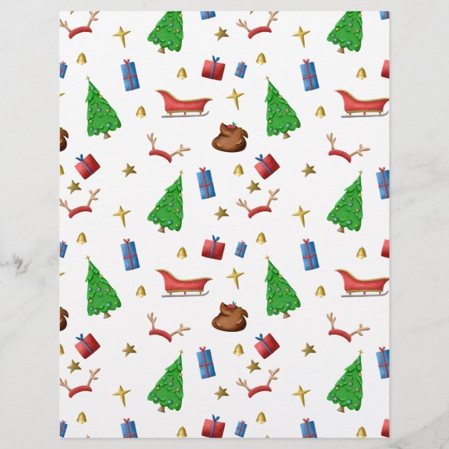 Papier Motif de Noël en blanc et noir scrapbook (Devant)