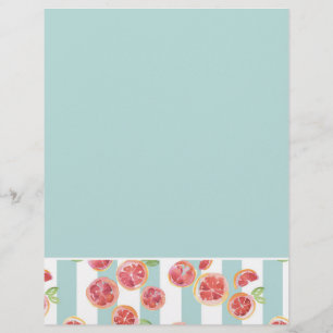 Papier Motif de pamplemousse rose sur les rayures vertes