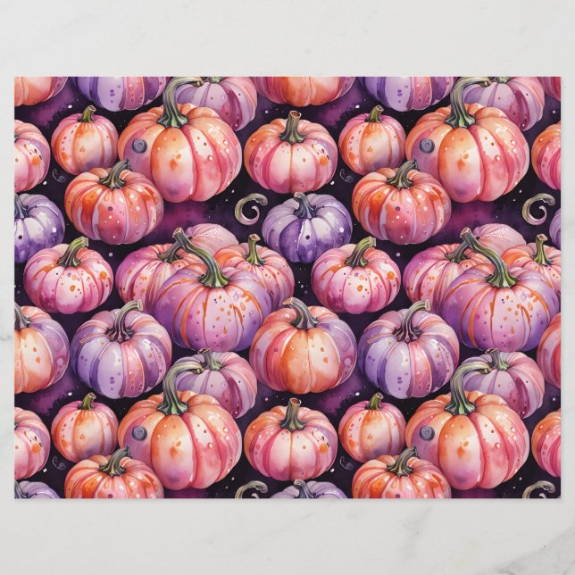 Papier Motif de patchs Citrouille violet et orange (Devant)