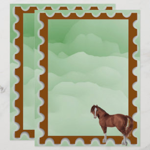 Papier Motif de Postage pour timbre Cheval Brown et Blanc