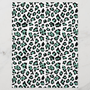 Papier Motif de Poster de animal Mint Green Black Leopard