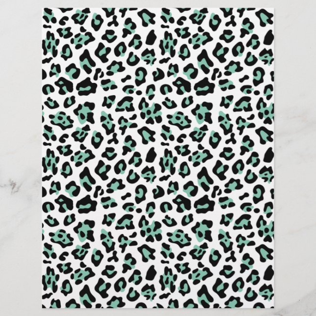 Papier Motif de Poster de animal Mint Green Black Leopard (Devant)