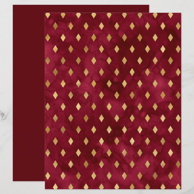 Papier Motif de scrapbook Gold Diamond de Bourgogn (Devant / Derrière)