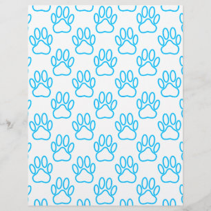 Papier Motif d'empreinte de patte de chien au néon bleu