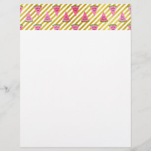 Papier Motif d'été Pink Watermelon et Yellow Strip