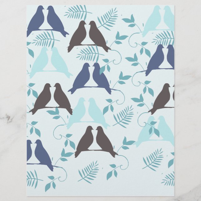 Papier Motif d'oiseaux bleus (Devant)