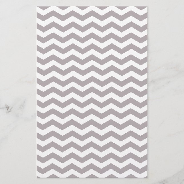 Papier Motif élégant de Zigzag Chevron gris clair et blan (Devant)