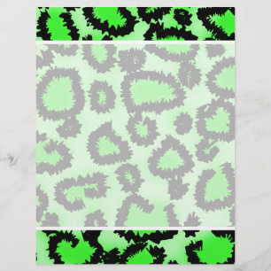 Papier Motif Empreinte de léopard noir et vert citron.