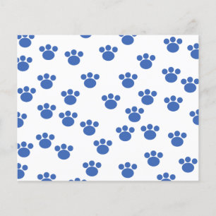 Papier Motif Empreinte de patte animal. Bleu et Blanc.
