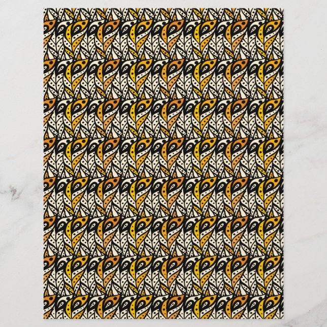 Papier Motif en plumes de paon noir et or Whimsical (Devant)